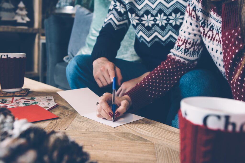 Writing of Christmas greetings